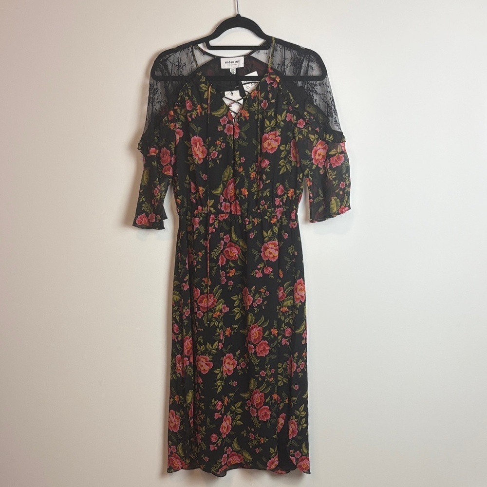 NWT HighLine Collective Black Floral Lace Dress